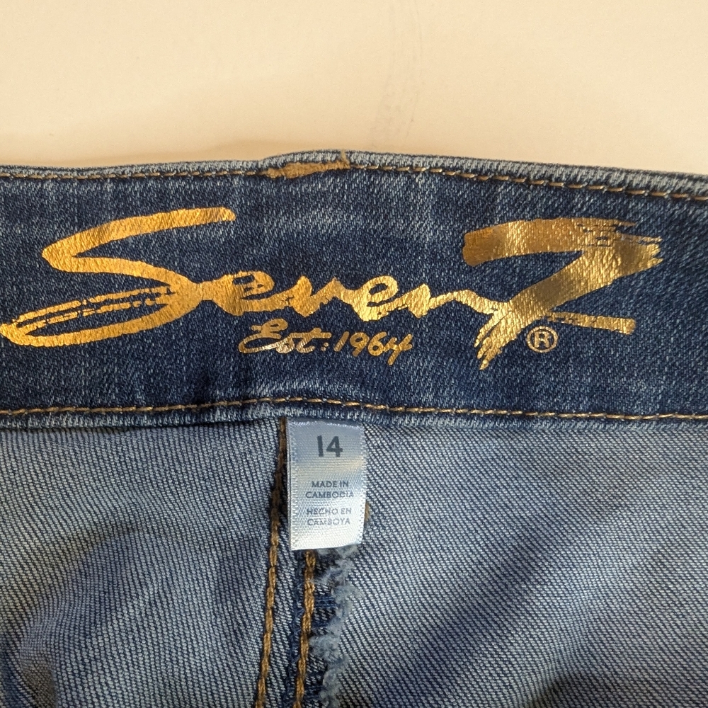 Seven7 Ulitity Denim Blue Mini Women's Skirt With Pockets, Size 14 - Picture 6 of 10